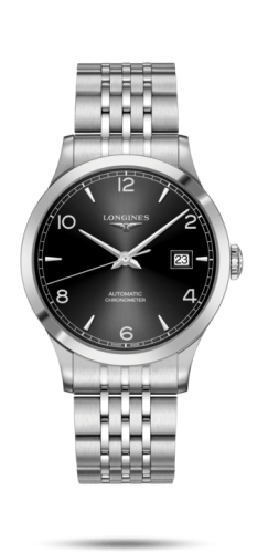 Longines Record 40mm Stainless Steel / Black-Arabic / Bracelet L2.821.4.56.6