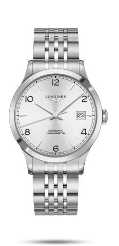 Longines Record 40mm Stainless Steel / Silver-Arabic / Bracelet L2.821.4.76.6