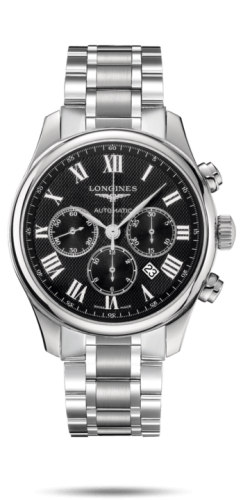 Longines Master Collection 44 Chronograph Stainless Steel / Black-Roman / Bracelet L2.859.4.51.6