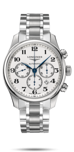 Longines Master Collection 44 Chronograph Stainless Steel / Silver-Arabic / Bracelet L2.859.4.78.6