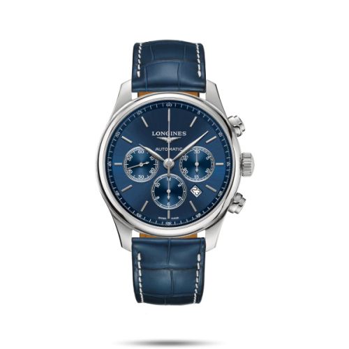 Longines Master Collection 44 Chronograph Stainless Steel / Blue / Alligator L2.859.4.92.0