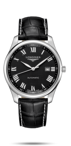 Longines Master Collection 42 Date Stainless Steel / Black-Roman / Alligator XL L2.893.4.51.8