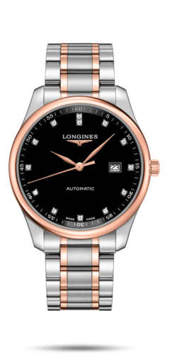 Longines Master Collection 42 Date Stainless Steel / Pink Gold / Black-Diamond / Bracelet L2.893.5.57.7