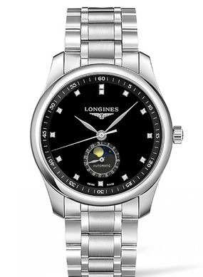 Longines Master Collection 40 Moonphase Stainless Steel / Black-Diamond / Bracelet L2.909.4.57.6