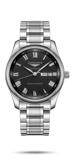 Longines Master Collection 40mm Annual Calendar Stainless Steel / Black-Roman / Bracelet L2.910.4.51.6