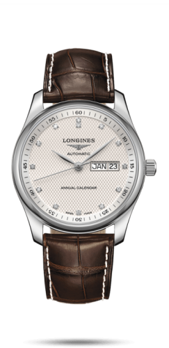 Longines Master Collection 40mm Annual Calendar Stainless Steel / Silver-Diamond / Alligator L2.910.4.77.3