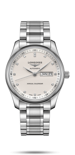 Longines Master Collection 40mm Annual Calendar Stainless Steel / Silver-Diamond / Bracelet L2.910.4.77.6