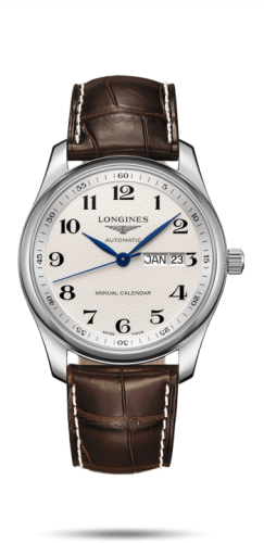 Longines Master Collection 40mm Annual Calendar Stainless Steel / Silver-Arabic / Alligator L2.910.4.78.3