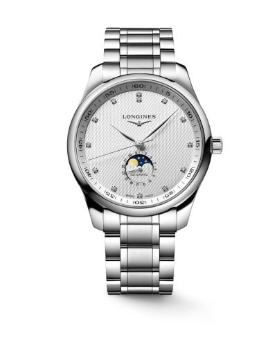Longines Master Collection 42 Moonphase Stainless Steel / Silver - Diamond / Bracelet L2.919.4.77.6