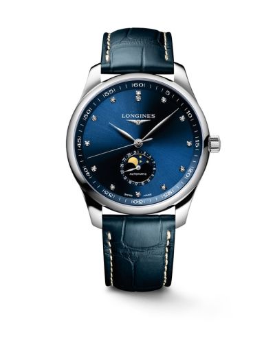 Longines Master Collection 42 Moonphase Stainless Steel / Blue - Diamond / Bracelet L2.919.4.97.0