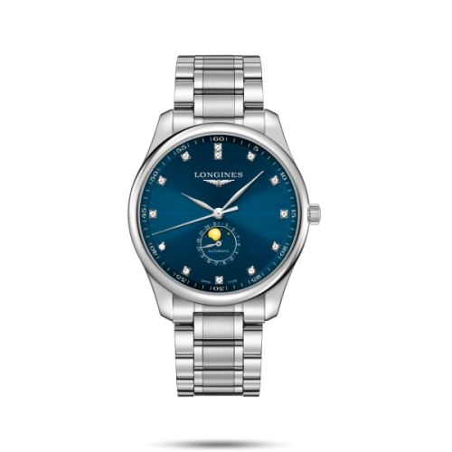 Longines Master Collection 42 Moonphase Stainless Steel / Blue - Diamond / Bracelet L2.919.4.97.6