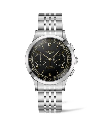 Longines Record Heritage Chronograph Stainless Steel / Black / Bracelet L2.921.4.56.6