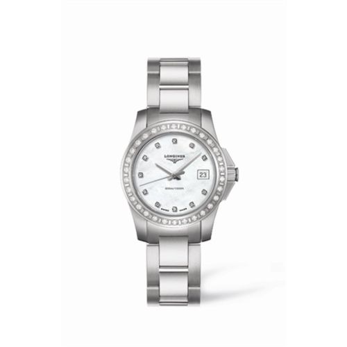 Longines Conquest 29.5 Quartz Stainless Steel Diamond Bezel L3.258.0.88.6