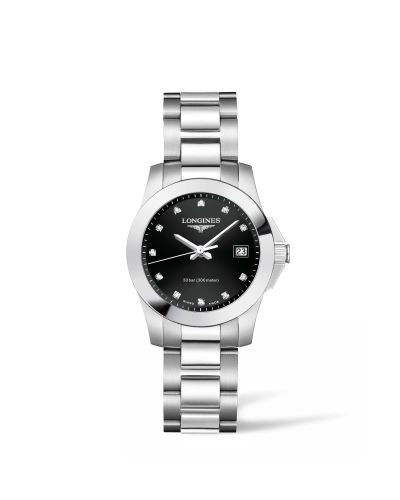 Longines Conquest Quartz 29.5 Stainless Steel / Black - Diamond L3.277.4.57.6