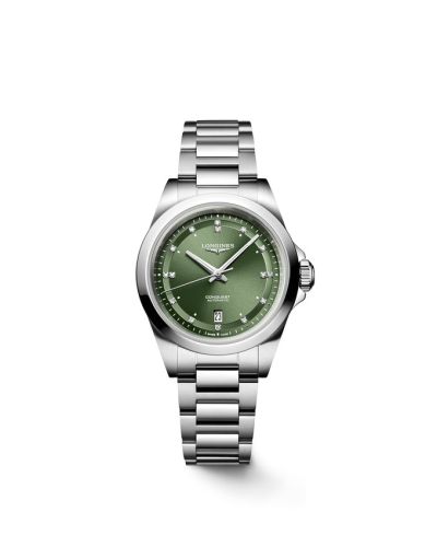 Longines Conquest 30 Stainless Steel / Green - Diamond / Bracelet L3.320.4.07.6