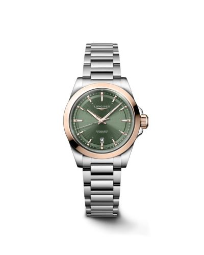 Longines Conquest 30 Stainless Steel - Pink Gold / Green / Bracelet L3.320.5.02.6