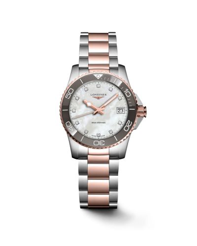Longines HydroConquest 32 Quartz Stainless Steel - Pink Gold / MOP / Bracelet L3.370.3.89.6