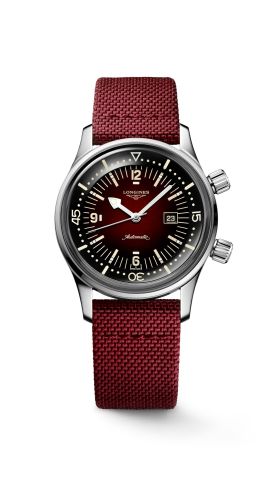 Longines Legend Diver 36 Stainless Steel / Burgundy / Strap L3.374.4.40.2