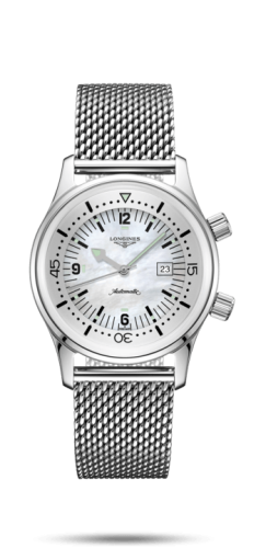 Longines Legend Diver 36 Stainless Steel / MOP / Mesh L3.374.4.80.6