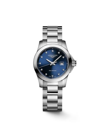 Longines Conquest Quartz 29.5 Stainless Steel / Blue - Diamond L3.376.4.97.6