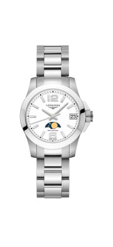 Longines Conquest 29.5 Quartz Moonphase Stainless Steel / White / Bracelet L3.380.4.16.6