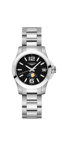 Longines Conquest 29.5 Quartz Moonphase Stainless Steel / Black / Bracelet L3.380.4.58.6