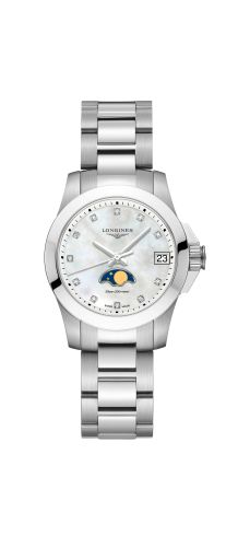 Longines Conquest 29.5 Quartz Moonphase Stainless Steel / MOP / Bracelet L3.380.4.87.6