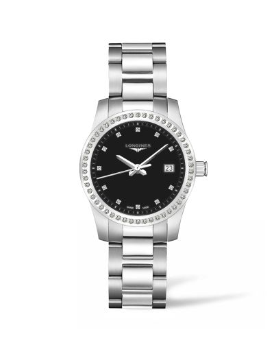 Longines Conquest Quartz 34 Stainless Steel - Diamond / Black L3.400.0.57.6