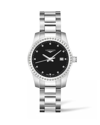 Longines Conquest Quartz 36 Stainless Steel - Diamond / Black L3.401.0.57.6