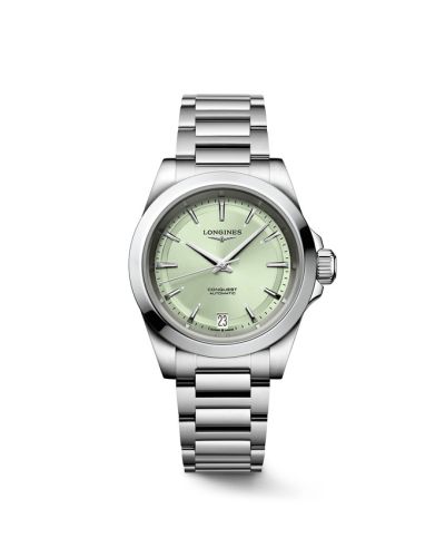 Longines Conquest 34 Stainless Steel / Mint Green / Bracelet L3.430.4.02.6