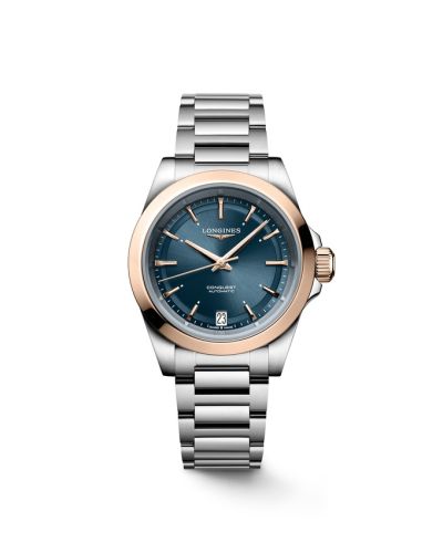 Longines Conquest 34 Stainless Steel - Pink Gold / Blue / Bracelet L3.430.5.92.6