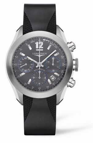 Longines GrandeVitesse Chronograph Grey Rubber L3.635.4.06.9