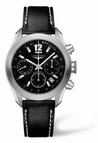 Longines GrandeVitesse Chronograph Black Leather L3.635.4.56.2