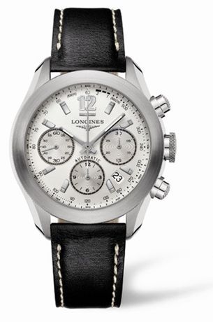 Longines GrandeVitesse Chronograph Silver Leather L3.635.4.76.2