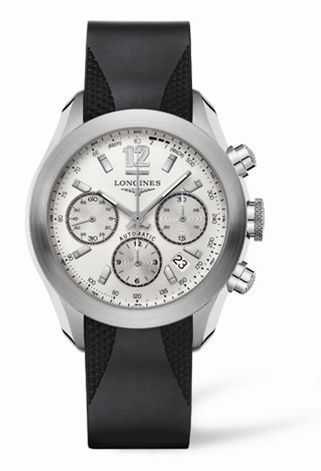 Longines GrandeVitesse Chronograph Silver Rubber L3.635.4.76.9