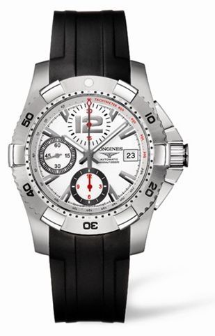 Longines Hydroconquest Chronograph Tachymeter White Rubber L3.651.4.16.2