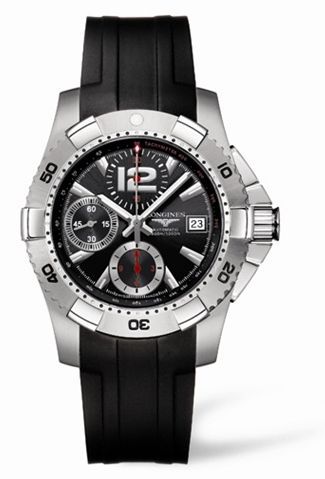 Longines Hydroconquest Chronograph Tachymeter Black Rubber L3.651.4.56.2