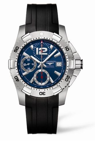 Longines Hydroconquest Chronograph Tachymeter Blue Rubber L3.651.4.96.2