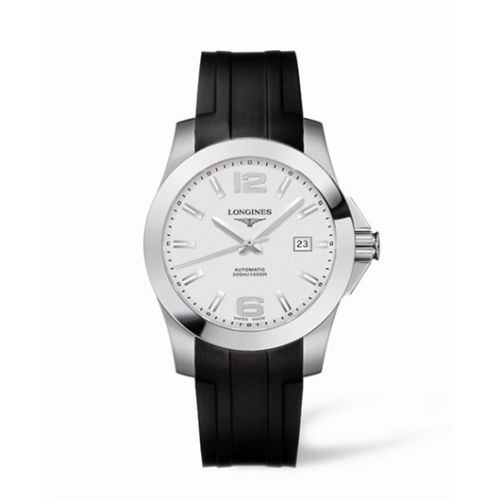 Longines Conquest Automatic 41mm Silver Rubber L3.658.4.76.2
