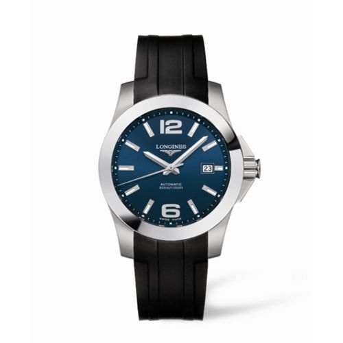Longines Conquest Automatic 41mm Blue Rubber L3.658.4.96.2