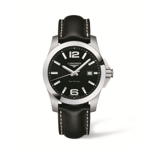 Longines Conquest Quartz 41mm Black Leather L3.659.4.56.3