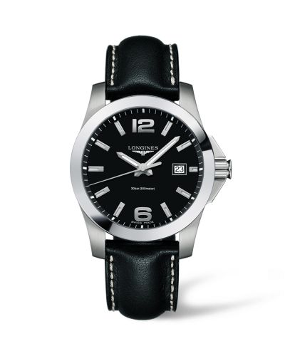 Longines Conquest Quartz 41mm Black Leather L3.659.4.58.3