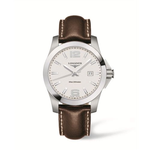 Longines Conquest Quartz 41mm Silver Leather L3.659.4.76.5