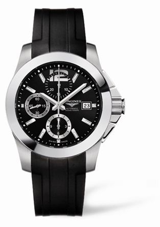 Longines Conquest Chronograph Automatic 41mm Black Rubber L3.662.4.56.2