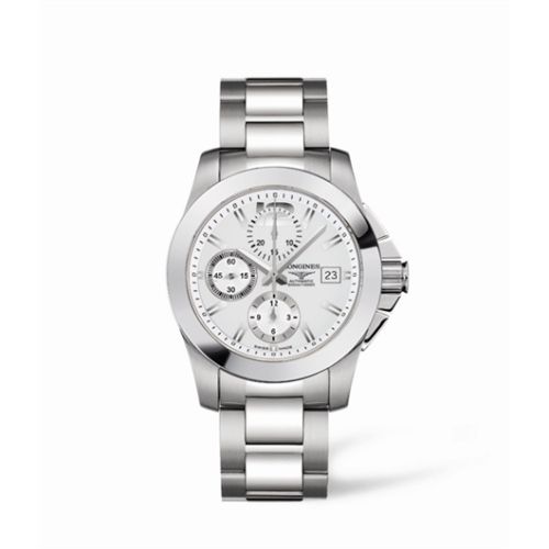 Longines Conquest Chronograph Silver Bracelet L3.662.4.76.6