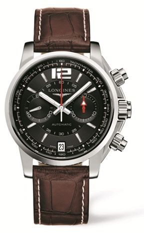 Longines Admiral Chronograph Black Brown Strap L3.666.4.56.3