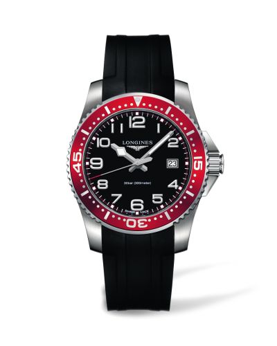 Longines Hydroconquest Quartz 41 Black / Red Rubber L3.689.4.59.2