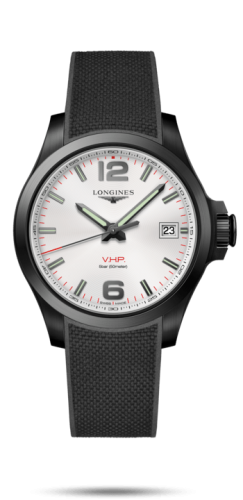 Longines Conquest V.H.P. 41 PVD / Silver / Rubber L3.716.2.76.9