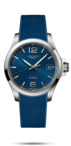 Longines Conquest V.H.P. 41 Stainless Steel / Blue / Rubber L3.716.4.96.9