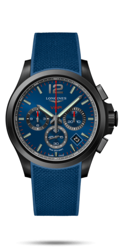 Longines Conquest V.H.P. Chronograph 42 PVD / Blue / Rubber L3.717.2.96.9